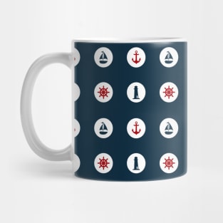 Red and Navy Blue Nautical Blue Dots Mug